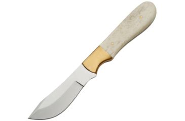 Image of Pakistan Skinner Bone Handle Fixed Blade Knife, 3.25in, Stainless Steel, Standard Edge, Mirror Polish, White, Bone Handle PA8014
