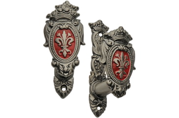 Image of Pakistan Sword Hanger, 3in Adjustable, Red And Silver Finish, Two Pieces, Perfect For Hanging Any Sword, 203404