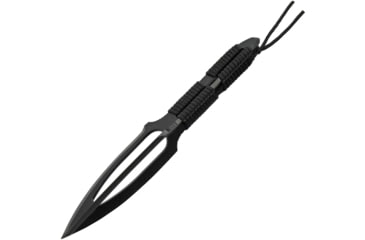 Image of Pakistan Tri Blade Striker Spear Knife, 5 black oxide coated stainless blade, Black cord wrapped handle, 211511