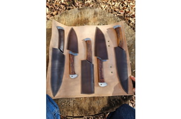Image of Paladin Damascus Fixed Balde Chef Set w/Leather Case, 5 Pieces, Damascus Steel, Wood, PE-5LCS-2004