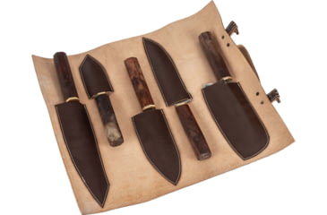 Image of Paladin Japanese Santoku Chef Kitchen Knife Set - 5 Pieces, Damascus, Hardwood, PE-CK-6502