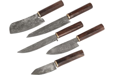 Image of Paladin Japanese Santoku Chef Kitchen Knife Set - 5 Pieces, Damascus, Hardwood, PE-CK-6502
