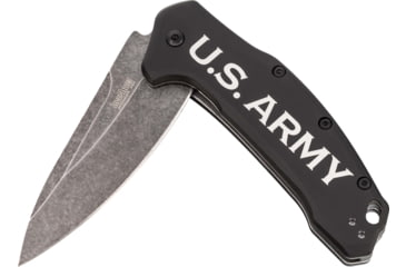Image of Paladin Kershaw Link 3.25in Assisted Opening Folding Knife - Army Engraving, 3.25in, Stainless Steel, Drop Point, Black, PE-KER-8510-ARM