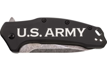 Image of Paladin Kershaw Link 3.25in Assisted Opening Folding Knife - Army Engraving, 3.25in, Stainless Steel, Drop Point, Black, PE-KER-8510-ARM