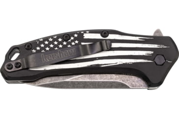 Image of Paladin Kershaw Link Assisted Opening Folding Knife - Marine Engraving, 3.25in, Stainless Steel, Drop Point, Black, PE-KER-8510-MAR