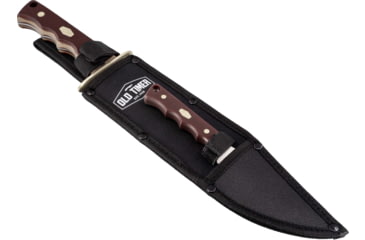 Image of Paladin Old Timer Fixed Blade Combo Knife Set - Alamo, Stainless Steel, Drop Point, Brown Sawcut Synthetic Handle, PE-OT-8506-A