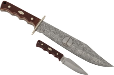 Image of Paladin Old Timer Fixed Blade Combo Knife Set - Monumnet, Stainless Steel, Drop Point, Brown Sawcut Synthetic Handle, PE-OT-8506-M