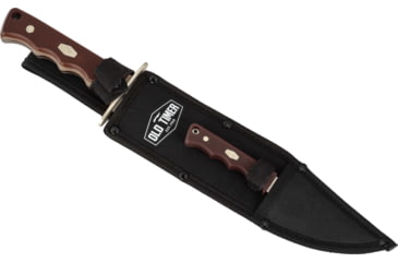 Image of Paladin Old Timer Fixed Blade Combo Knife Set - Monumnet, Stainless Steel, Drop Point, Brown Sawcut Synthetic Handle, PE-OT-8506-M