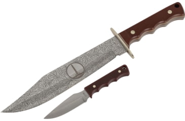 Image of Paladin Old Timer Fixed Blade Combo Knife Set - Monumnet, Stainless Steel, Drop Point, Brown Sawcut Synthetic Handle, PE-OT-8506-M