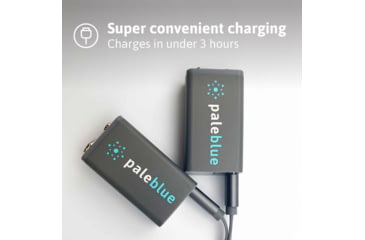 Image of Pale Blue Earth Pale Blue Smart Lithium Ion USB Rechargeable 9V Batteries 2 Pack, Gray, PB-9V-C