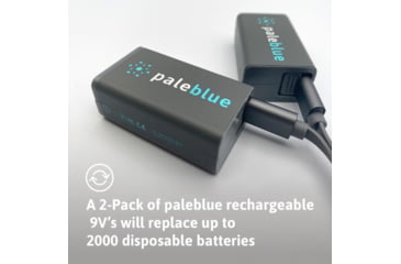 Image of Pale Blue Earth Pale Blue Smart Lithium Ion USB Rechargeable 9V Batteries 2 Pack, Gray, PB-9V-C