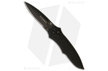 Image of Paragon Cobra Tactical Automatic Folding Knife, 3.50in, 154CM, Spear Point Blade, Aluminum Black Handle, Black/Black, 7.75in, BHQ-6438