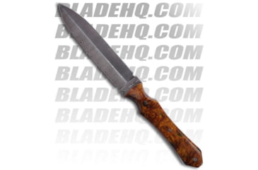 Image of Paragon Eddie White Shadow Fighter Damascus Fixed Blade Knife, 5.75in, Damascus, Dagger Blade, Wood Wood Handle, Black/Wood, 10.50in, BHQ-6031