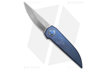 Image of Paragon Phoenix Folding Knife, 3.90in, CPM S35VN Stainless Steel, Spear Point Blade, Titanium Blue Handle, Gray/Blue, 9.45in, BHQ-180181