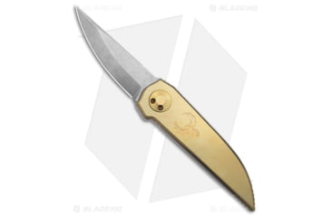 Image of Paragon Phoenix Folding Knife, 3.90in, CPM S35VN Stainless Steel, Spear Point Blade, Titanium Gold Handle, Gray/Gold, 9.45in, BHQ-180186