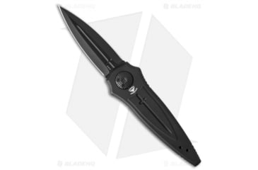 Image of Paragon Warlock Enchanter Folding Knife, 3.875in, CPM S30V, Dagger Blade, Aluminum Black Handle, Cross/Shield/Sword, Black/Black, 9.375in, BHQ-35428