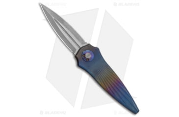 Image of Paragon Warlock Enchanter Folding Knife, 3.875in, CPM S35VN Stainless Steel, Dagger Blade, Titanium Spectrum Handle, Rainbow Titanium Starburst, Gray/Gray/Spectrum, 9.375in, BHQ-134906