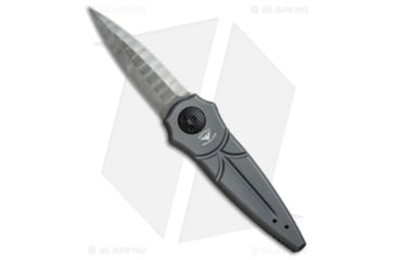 Image of Paragon Warlock Enchanter Folding Knife, 3.875in, Damascus, Dagger Blade, Aluminum Gray Handle, Black/Gray, 9.375in, BHQ-36462