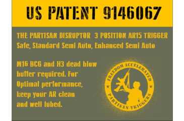 Image of Partisan Triggers Disruptor AR-15 FRT 3 Position Drop In Forced Reset Rifle Trigger, Curved, 3.75-4.1lb, Black, 1