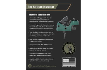 Image of Partisan Triggers Disruptor AR-15 FRT 3 Position Drop In Forced Reset Rifle Trigger, Curved, 3.75-4.1lb, Black, 1