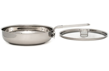 Image of Pathfinder Stainless Steel Folding Skillet and Lid, Locking Folding Handle, SSFPwl
