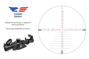 Image of Patriot Optics Prowess Rifle Scope, 1-10x30mm, 35mm, First Focal Plane, Etched Glass MIL-Dot Reticle, Matte Black, PO-S-1-10x30mmFFP