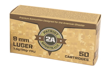 Image of Patriot Sports Llc P9Mm115F 9Mm 115Gr Full Metal Jacket 50 Per Box/20 Case, 177291