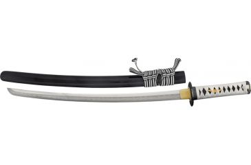 Image of Paul Chen Koi Wakizashi, T10 high carbon steel blade, . Black rayskin handle with white cotton cord wra PC2466