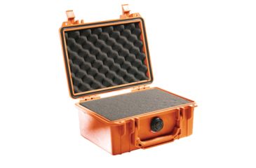 Image of Pelican 1150 Small Protector Case, Crushproof 8.49x5.99x3.75in Dry Box w/Foam, Orange, 1150-000-150