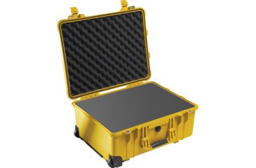 Image of Pelican 1560 Large Crushproof Wheeled Dry Box, 22x18x10.4in, Large Yellow Case 1560 w/ Foam