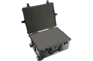 Image of Pelican 1610 Waterproof 25x20x12in Transport Case, Black w/Wheels, Foam