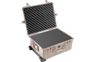 Image of Pelican 1610 Waterproof 25x20x12in Transport Case, Desert Tan w/Wheels, Foam