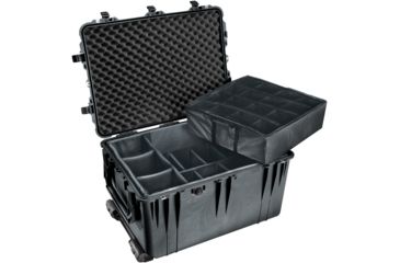 Image of Pelican 1660 Large Protector Watertight Hard Case, Black w/ Liner &amp; Padded Dividers 1660-024-110