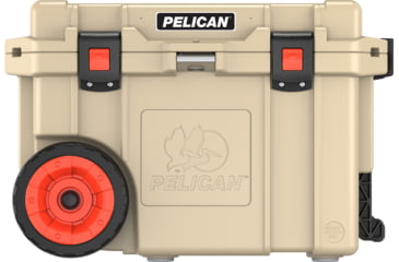 Image of Pelican 45QW Elite Wheeled Cooler, Tan/Orange, 45 QT, 45QW-2-TANORG