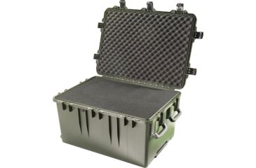 Image of Pelican Storm Cases iM3075 Dry Box w/Wheels, 33.31x24.25x19.27in, Olive, Cubed Foam iM3075-30001