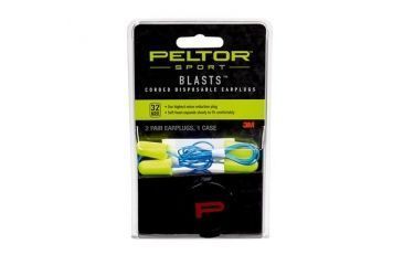 Image of Peltor Sport Blasts Corded Disposable Earplugs, 2 Pair Pack, Neon Yellow, 97081-10C