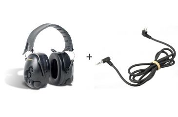 Image of Peltor TacticalPro Electronic Hearing Protector - Collapsable Folding Headband MT15H7F-SV w/ Peltor Extension Cables Audio input cable FL6N