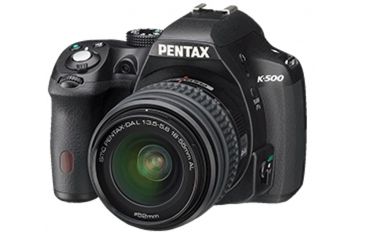 Image of Pentax K-500 Digital SLR Camera with 18-55mm f-3.5-5.6 and 50-200mm f-4-5.6 Lenses, Black 15517
