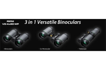 Image of Pentax VD 4 X 20mm WP Detachable Binoculars/Telescope, Gray/Black, Medium, 63600