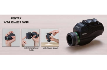 Image of Pentax VM 6 X 21mm WP Palm-Fit Monocular, Black, Small, 63620