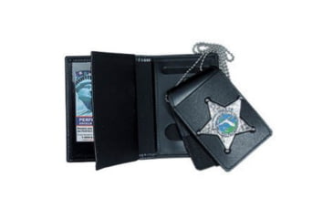 Image of 4-in-1 Dress Leather Badge &amp; Double ID Case w/ chain - 3.25''x5.00''