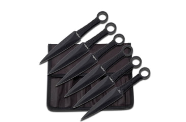 Image of Perfect Point Throwing Knives, Pack of 6, Stainless Steel, Black Cord Wrapped Handle, RC-086-6