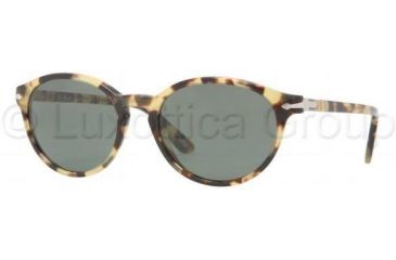 Image of Persol PO3015S Sunglasses 124/31-5118 - Spotted Light Havana Frame, Green Lenses