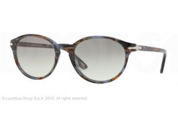 Image of Persol PO3015S Sunglasses 944/32-51 - Blue Striped Horn Frame, crystal grey gradient Lenses