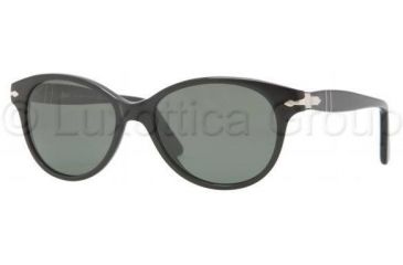 Image of Persol PO3017S Sunglasses 95/58-5200 - Black Frame, Crystal Green Lenses