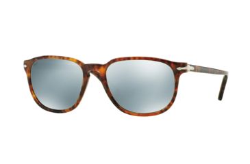 Image of Persol PO3019S Sunglasses 108/30-52 - Caffe Frame, Light Green Mirror Silver Lenses