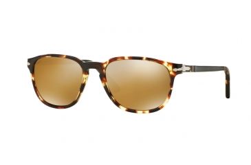 Image of Persol PO3019S Sunglasses 985/W4-52 - Tabacco Virginia Frame, Light Brown Mirror Gold Lenses