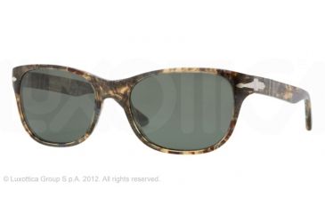 Image of Persol PO3020S Sunglasses 929/58-57 - Brown Spotted Blue Frame, Crystal Green Polarized Lenses