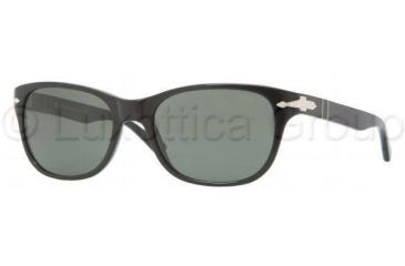 Image of Persol PO3020S Sunglasses 95/31-5418 - Black Frame, Crystal Green Lenses