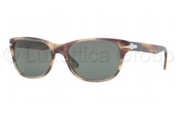 Image of Persol PO3020S Sunglasses 980/31-5718 - Stripped Brown Frame, Green Lenses